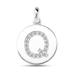 "Q" Diamond Initial 14K White Gold Disk Pendant (0.18ct) - JewelryAffairs
 - 2