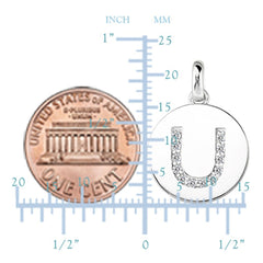 "U" Diamond Initial 14K White Gold Disk Pendant (0.12ct) - JewelryAffairs
 - 3