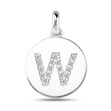 "W" Diamond Initial 14K White Gold Disk Pendant (0.17ct) - JewelryAffairs
 - 2