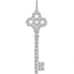 Ciondolo chiave corona in oro bianco 14K con diamanti (0,36 ct - colore FG - purezza SI2) gioielleria raffinata per uomo e donna