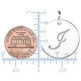 "I" 14K White Gold Script Engraved Initial  Disk Pendant - JewelryAffairs
 - 3