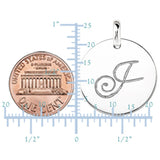 "J" 14K White Gold Script Engraved Initial  Disk Pendant - JewelryAffairs
 - 3