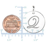 "Q" 14K White Gold Script Engraved Initial  Disk Pendant - JewelryAffairs
 - 3