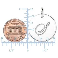 "S" 14K White Gold Script Engraved Initial  Disk Pendant - JewelryAffairs
 - 3