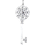 14K  White Gold Diamond Floral Key Pendant (0.46ctw - FG Color - SI2 Clarity) - JewelryAffairs
 - 1