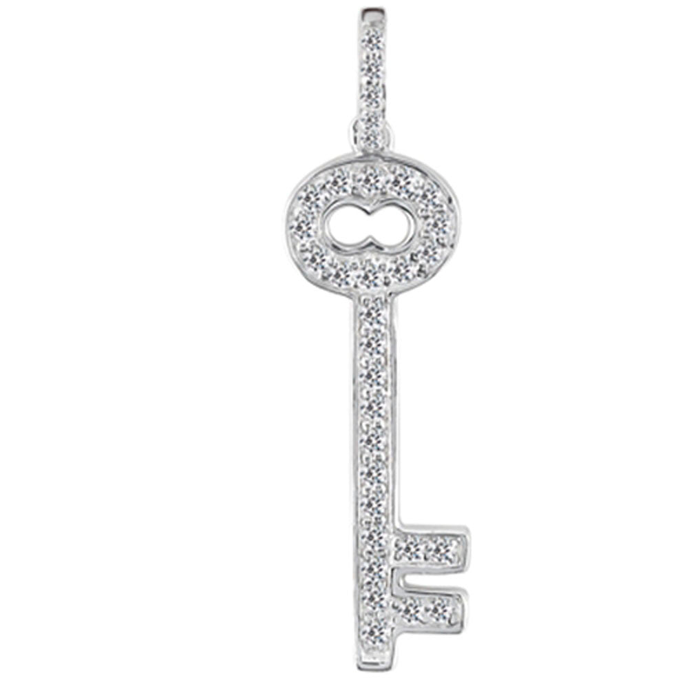 14K vitguld Diamond Vintage Key Pendant (0.30ctw - FG Color - SI2 Clarity) fina designersmycken för män och kvinnor