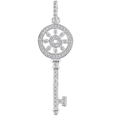 Pendentif clé florale en or blanc 14 carats (0,33 ct - Couleur FG - Clarté SI2) bijoux de créateurs raffinés pour hommes et femmes