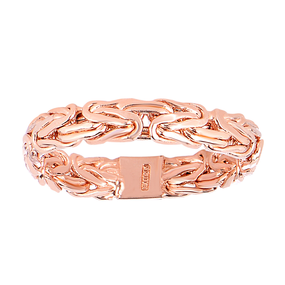 14K roséguld bysantinsk stil Band - 4 mm brett fina designersmycken för män och kvinnor