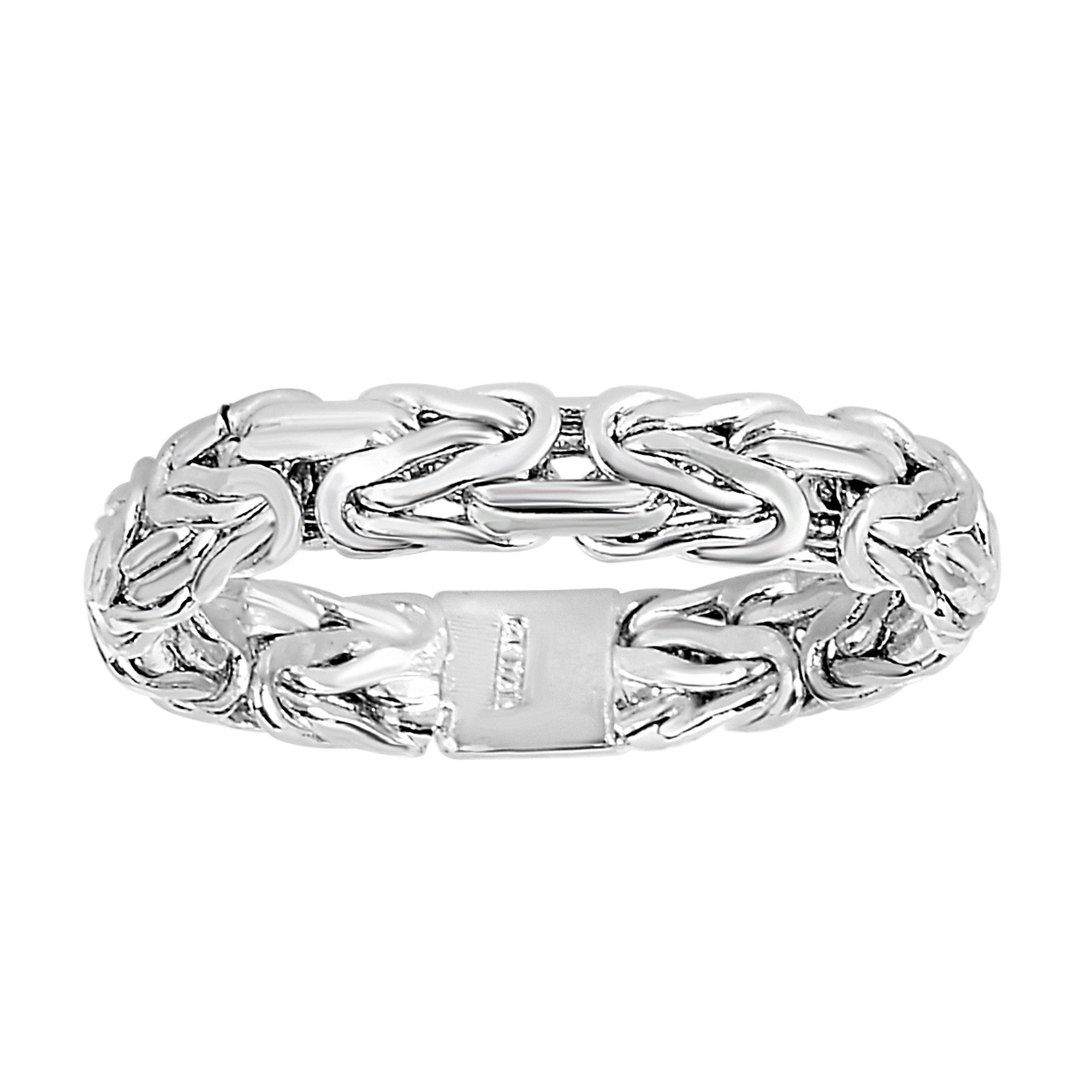 Bracelet de style byzantin en or blanc 14 carats – Bijoux de créateur de 4 mm de large pour hommes et femmes