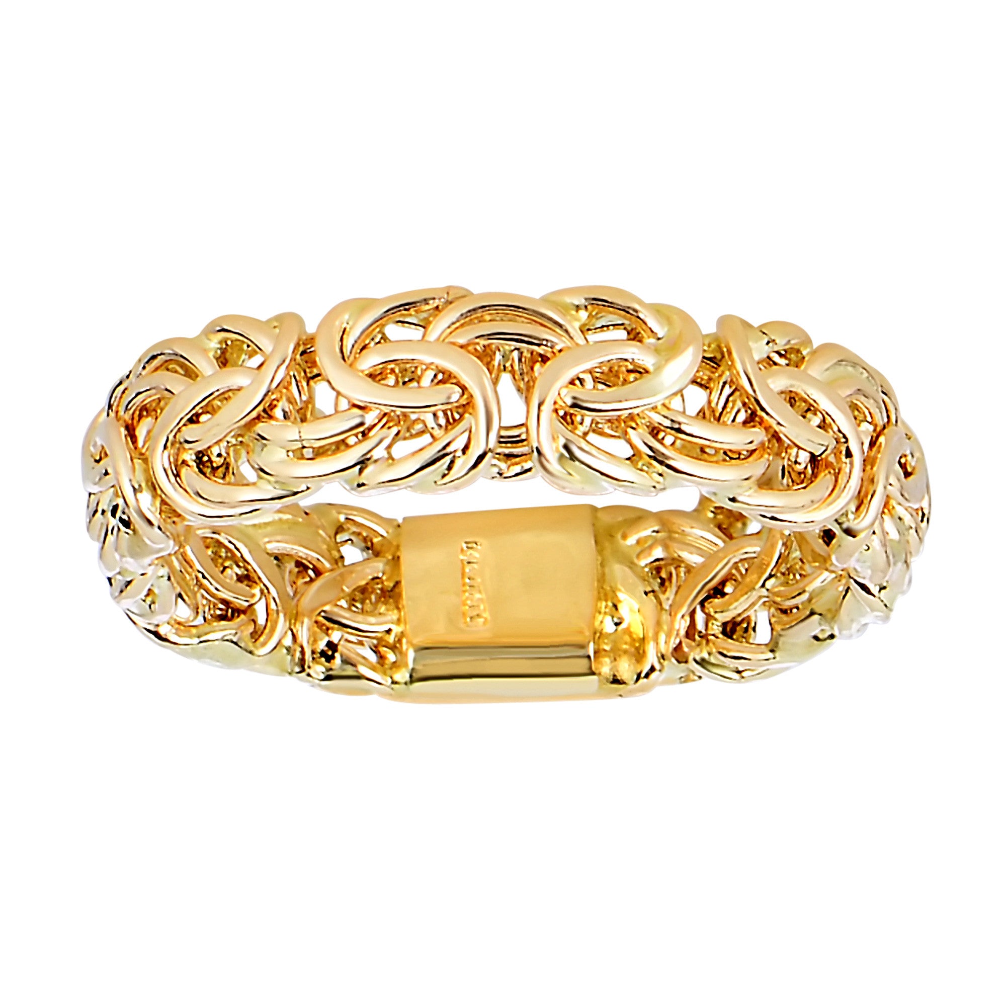 Bracelet de style byzantin en or jaune 14 carats – Bijoux de créateur de 4 mm de large pour hommes et femmes