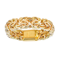 Banda de estilo bizantino de oro amarillo de 14 quilates: joyería fina de diseño de 4 mm de ancho para hombres y mujeres