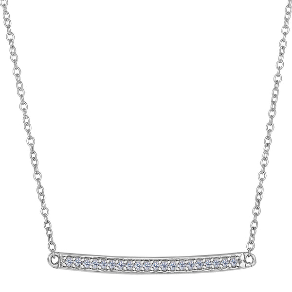 14k White Gold 0.12Ct Diamond Bar Necklace - 18 Inch - JewelryAffairs
 - 1