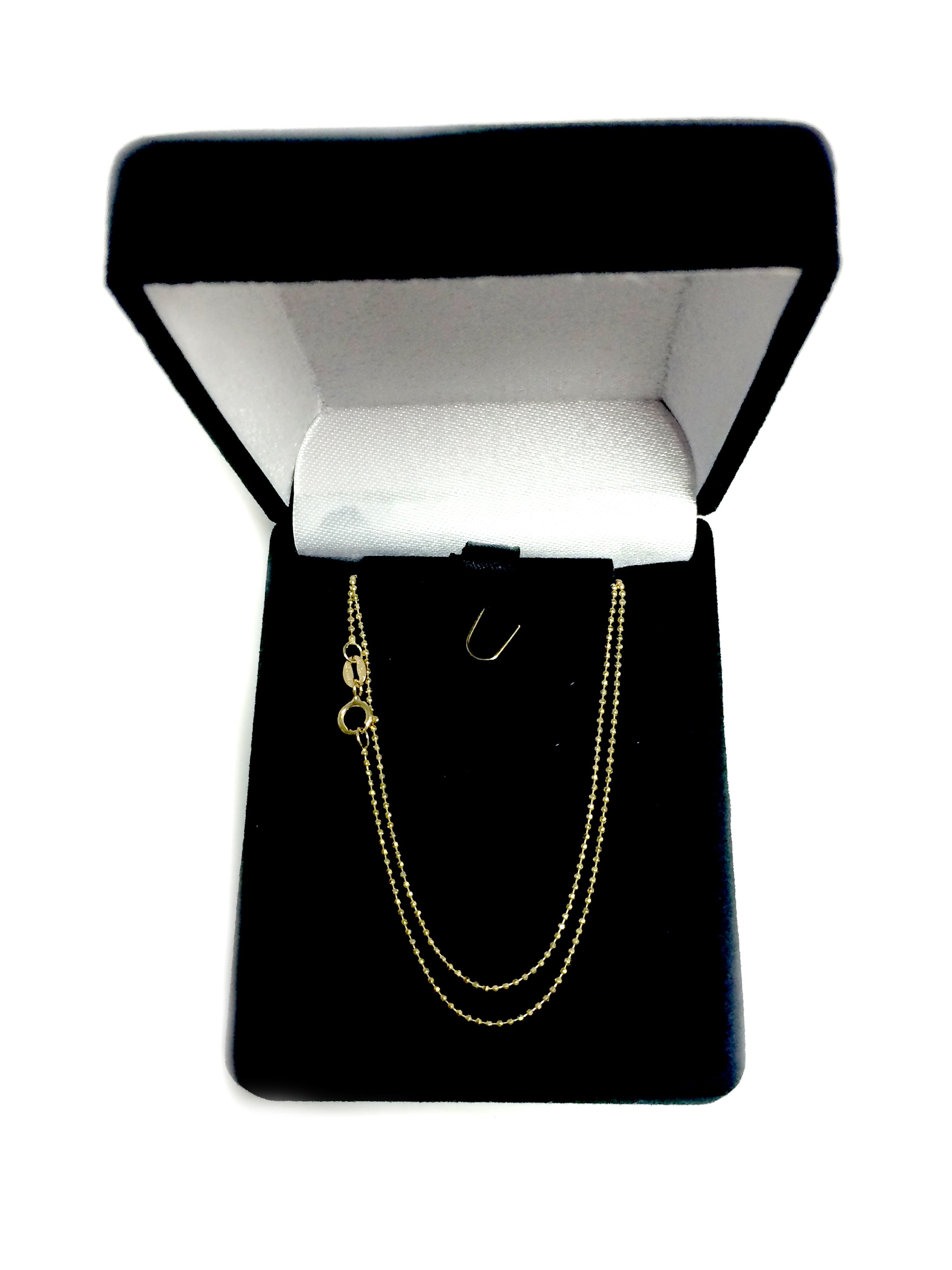 Collana a catena con perline in oro giallo 14k con taglio a diamante, gioielleria raffinata da 1,0 mm per uomo e donna