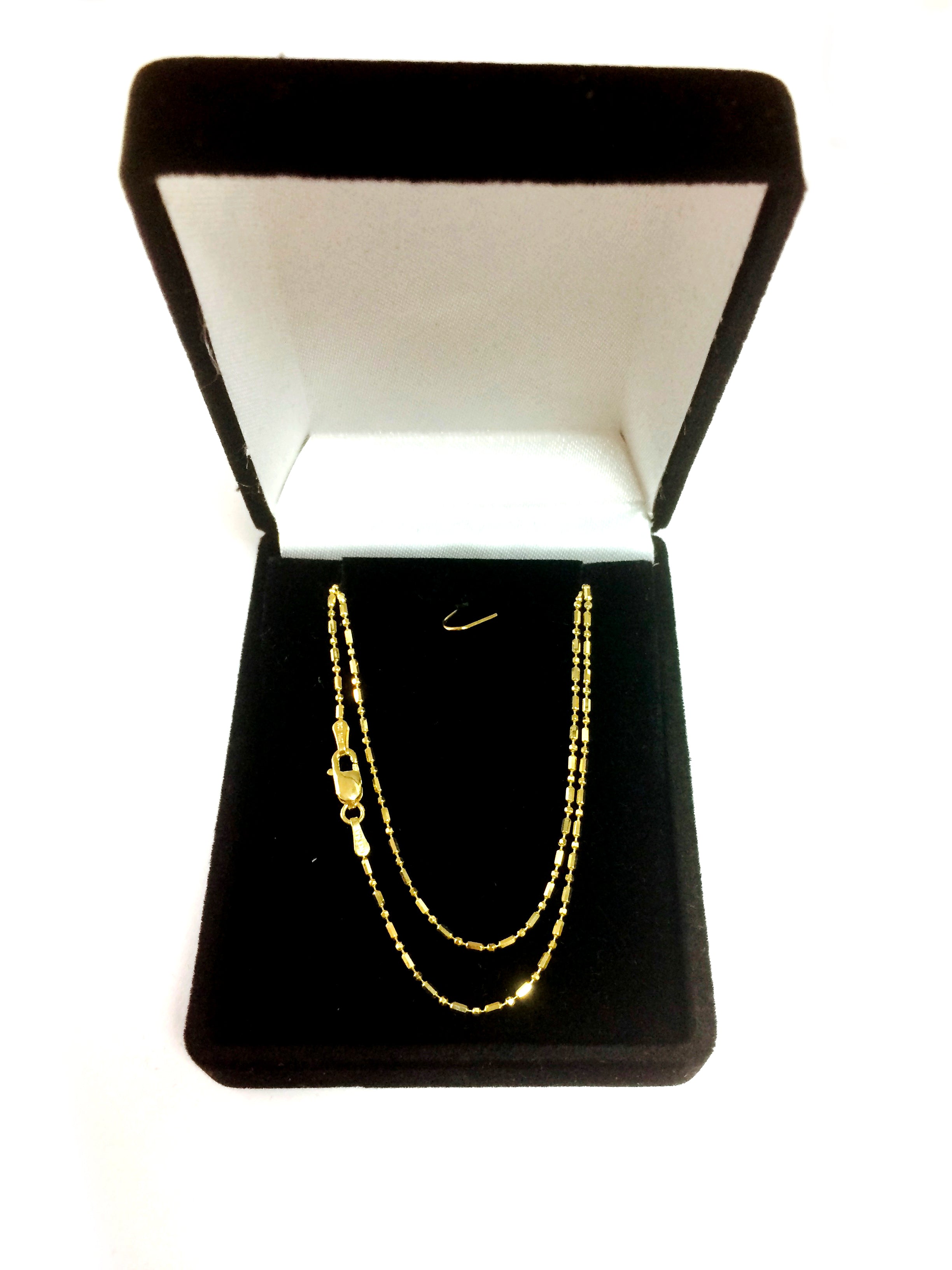 14k Yellow Gold Diamond Cut Bead Chain Necklace, 1.2mm