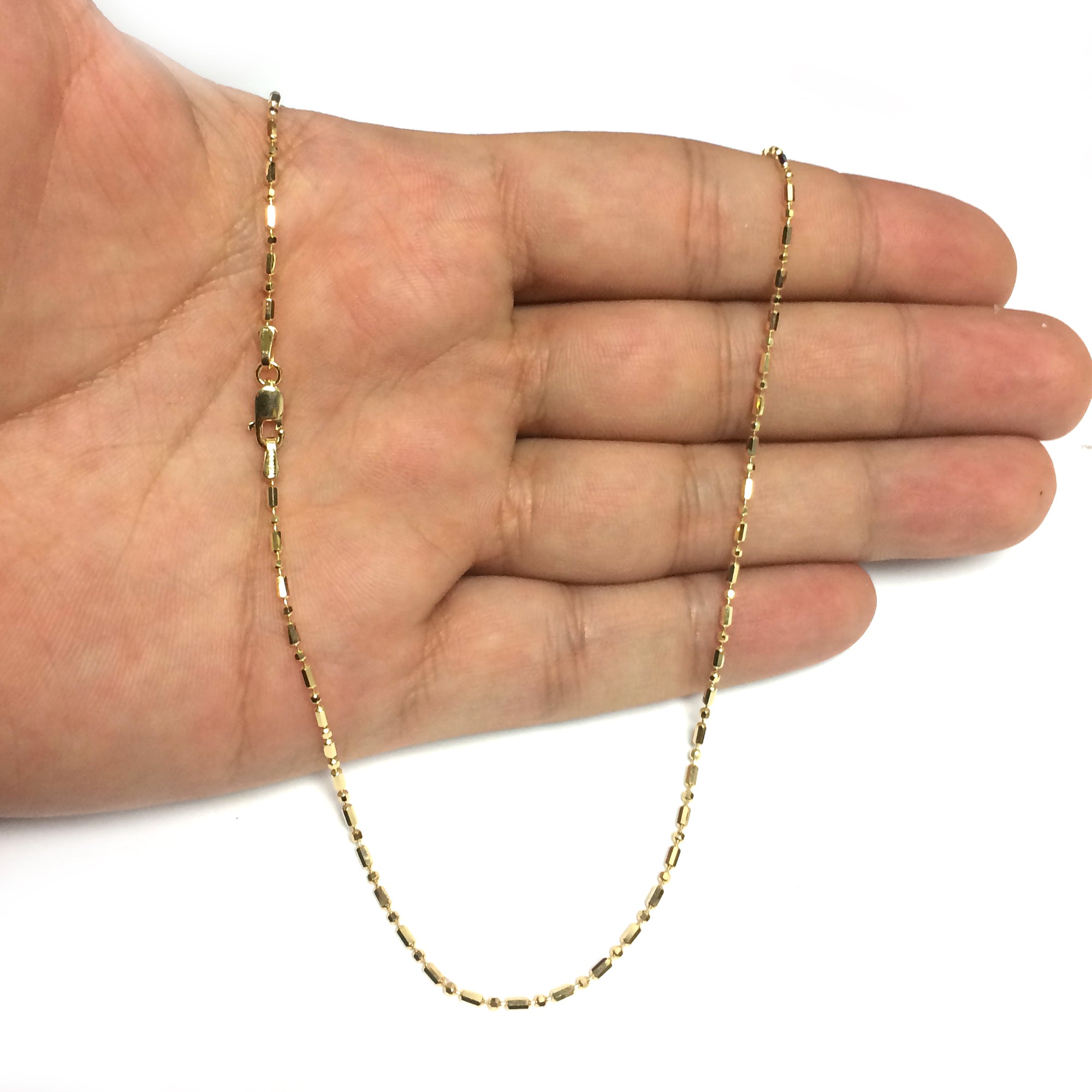 14 k gult guld diamantslipat pärlkedja halsband, 1,2 mm fina designersmycken för män och kvinnor