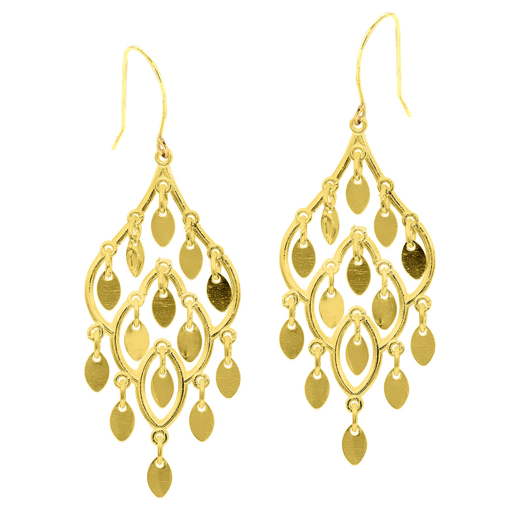 10k Yellow Gold Fancy Chandelier Drop Earrings With French Wire Clasp ...