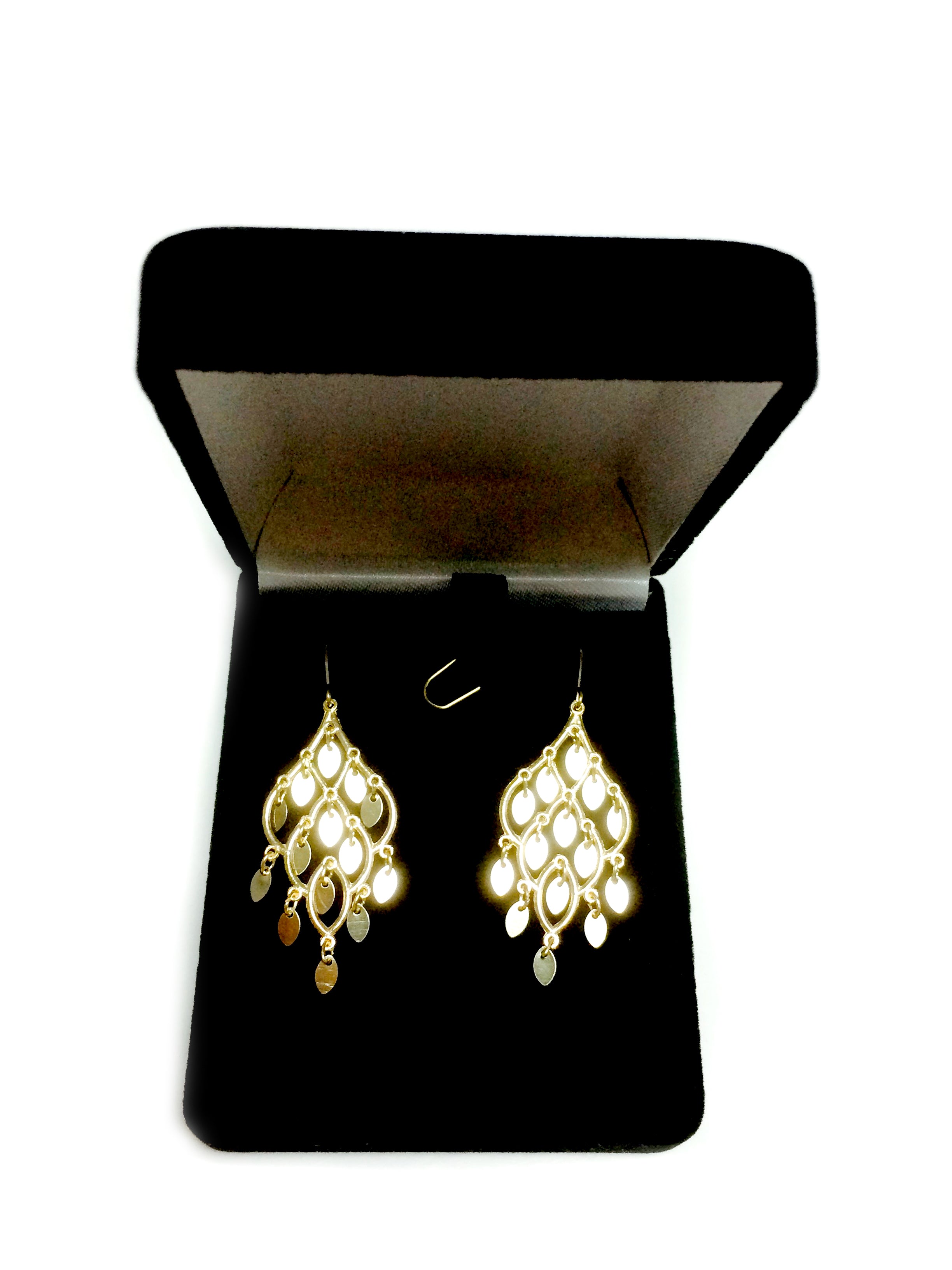 10k Yellow Gold Fancy Chandelier Drop Earrings With French Wire Clasp fine designer jewelry for men and women