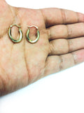 10k Yellow Gold Shiny Oval Shape Hoop Earrings, Diameter 20mm
