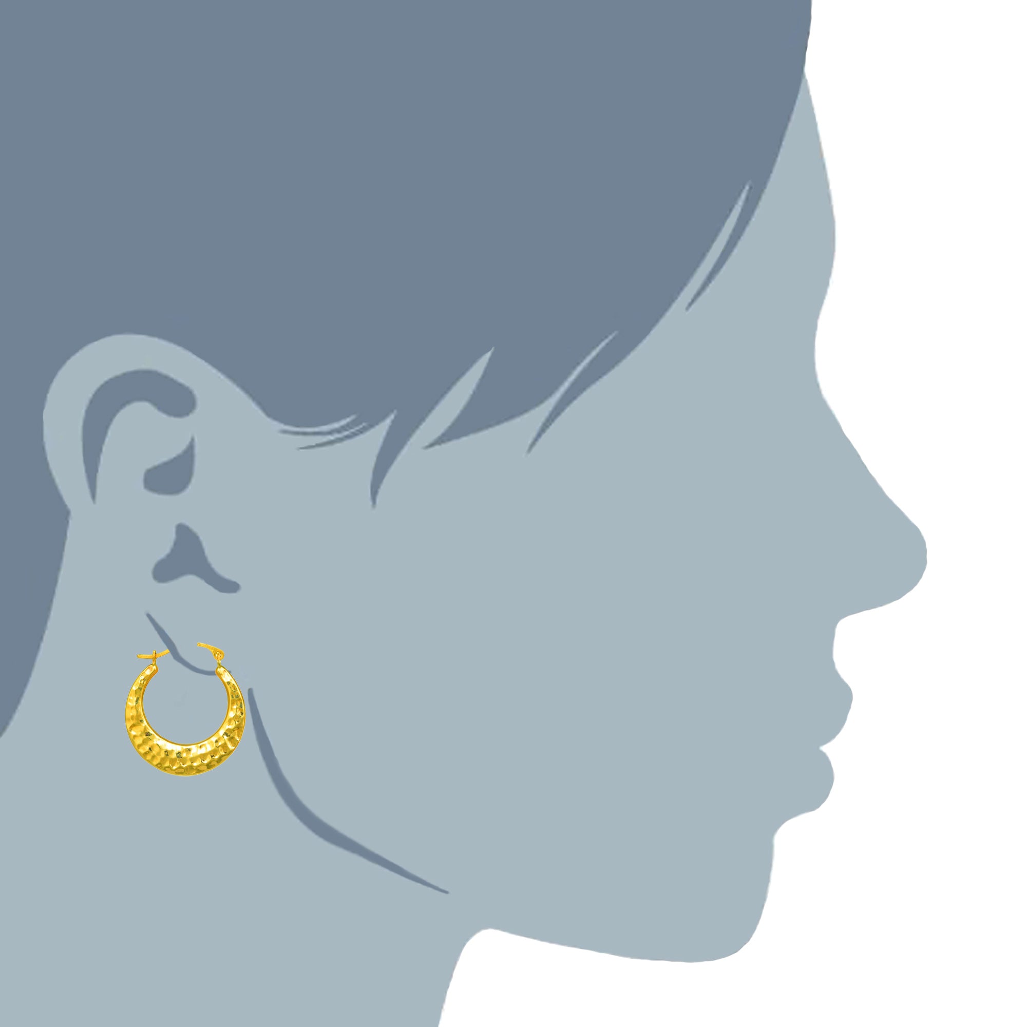 Boucles d'oreilles créoles rondes martelées en or jaune 10 carats, diamètre 20 mm, bijoux de créateur fins pour hommes et femmes