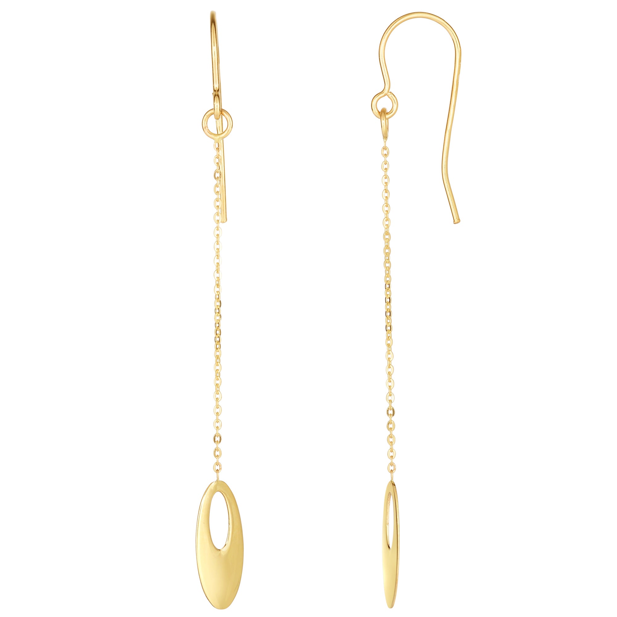 10K Yellow Gold Oval Bead Drop Earrings