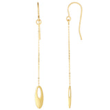 10K Yellow Gold Oval Bead Drop Earrings