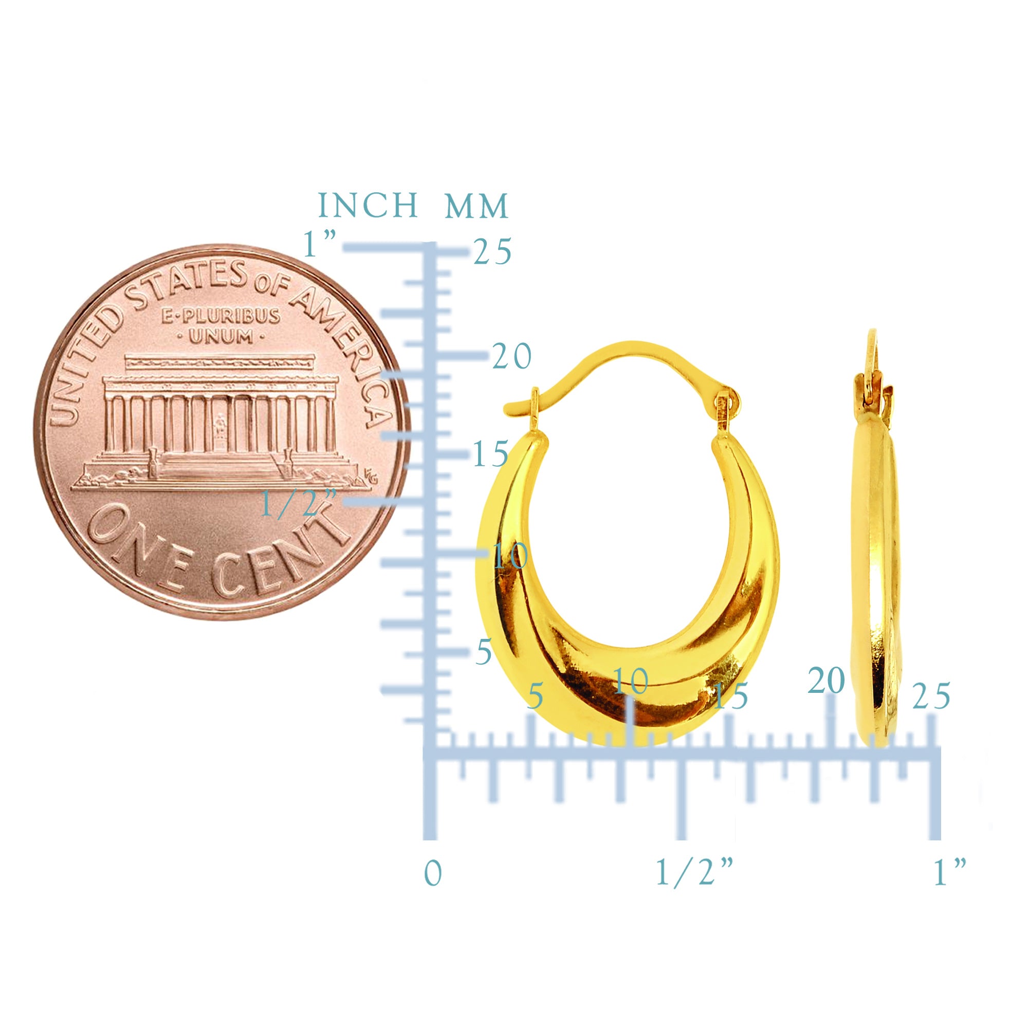 10k Yellow Gold Swirl Textured Graduated Oval Hoop Earrings, Diameter 20mm fine designer jewelry for men and women