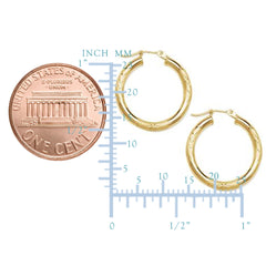10 k gult gull diamantkuttet design runde bøyleøreringer, diameter 15 mm fine designersmykker for menn og kvinner
