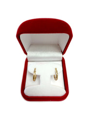 Pendientes de aro de forma redonda con diseño de talla de diamante de oro amarillo de 10 quilates, joyería fina de diseño de 15 mm de diámetro para hombres y mujeres