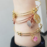 Stipple Finish Brass Faith and Trust Angelica Bangle Bracelet, 7.25"