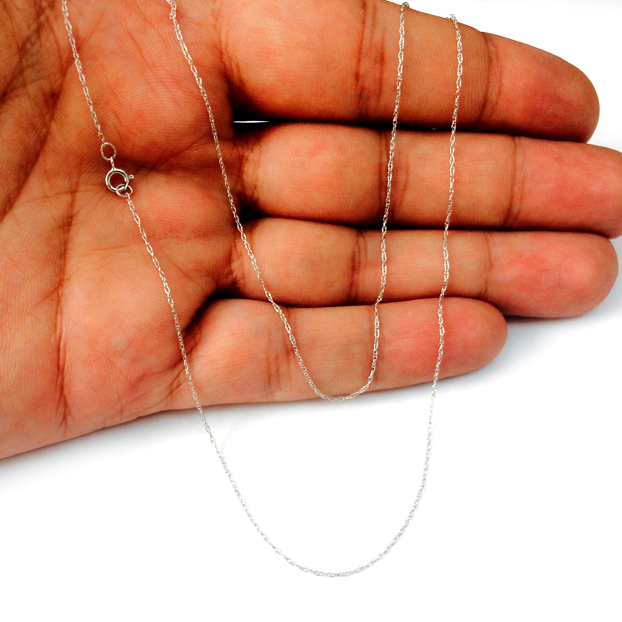 10 k vitguld repkedja halsband, 0,5 mm fina designersmycken för män och kvinnor