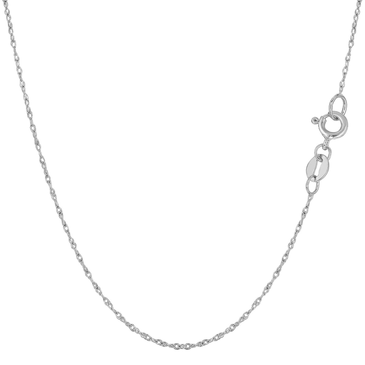 10k White Gold Rope Chain Necklace, 0.6mm fine designer jewelry for men and women