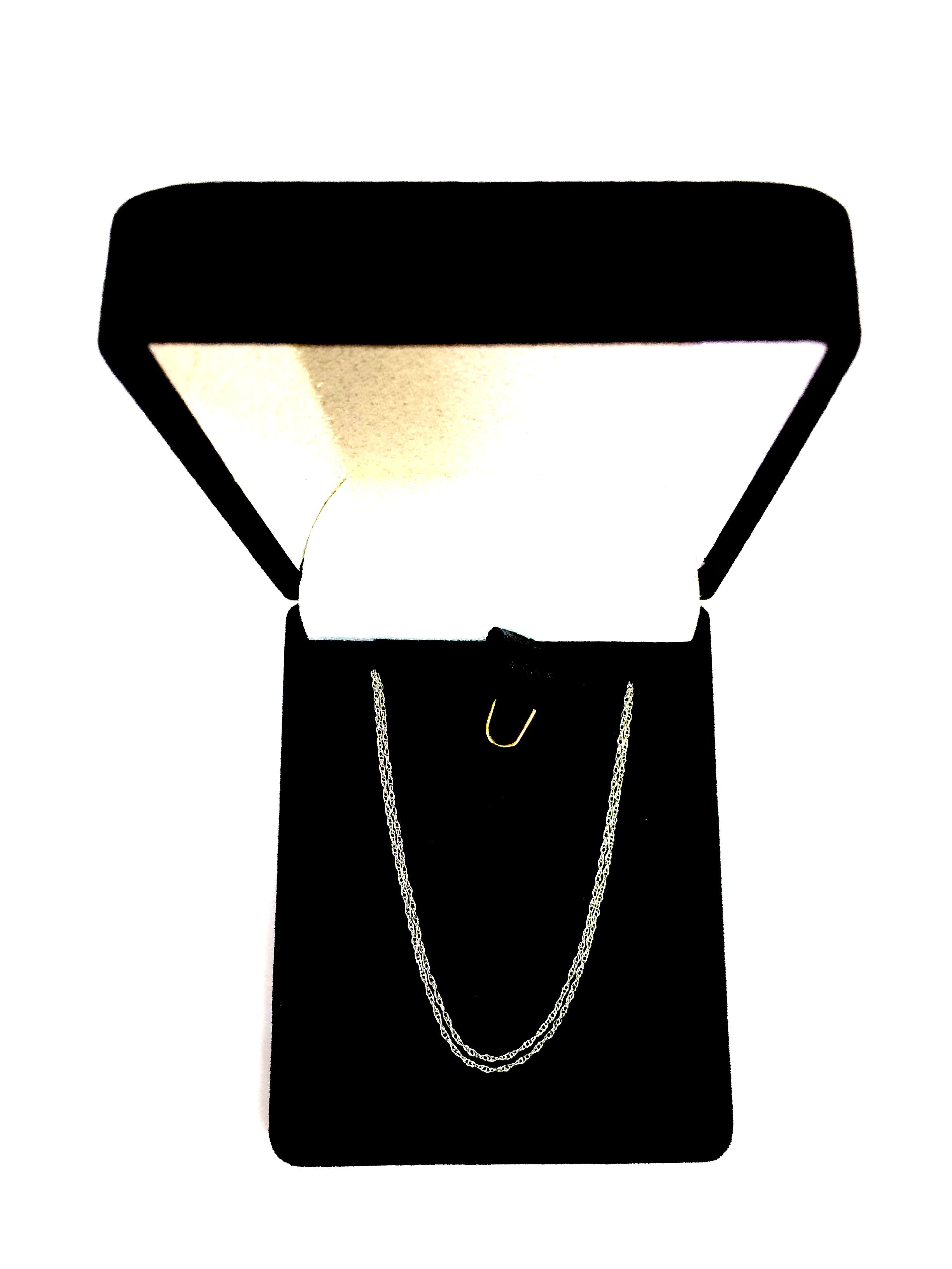 Collier chaîne en corde en or blanc 10 carats, bijoux de créateur fins de 0,6 mm pour hommes et femmes