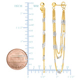 14K Yellow And White Gold Multi Stranded Fancy Chain Front And Back Style Drop Earrings