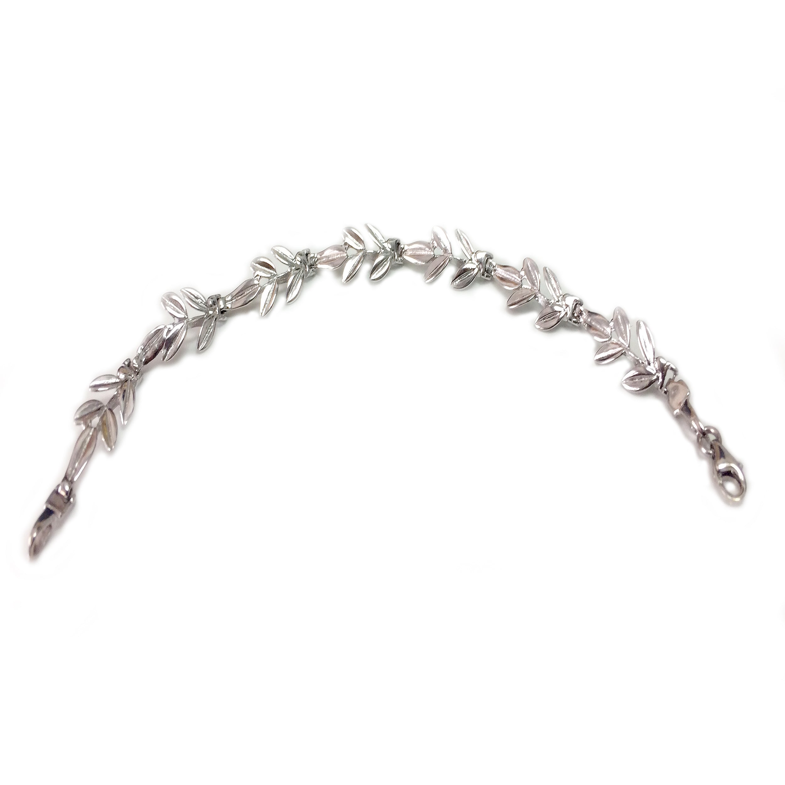 Bracciale in argento sterling con foglie di ulivo greco, gioielli di design da 7" per uomini e donne