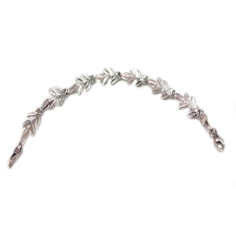 Sterling Silver Greek Olive Leafs Bracelet, 7"