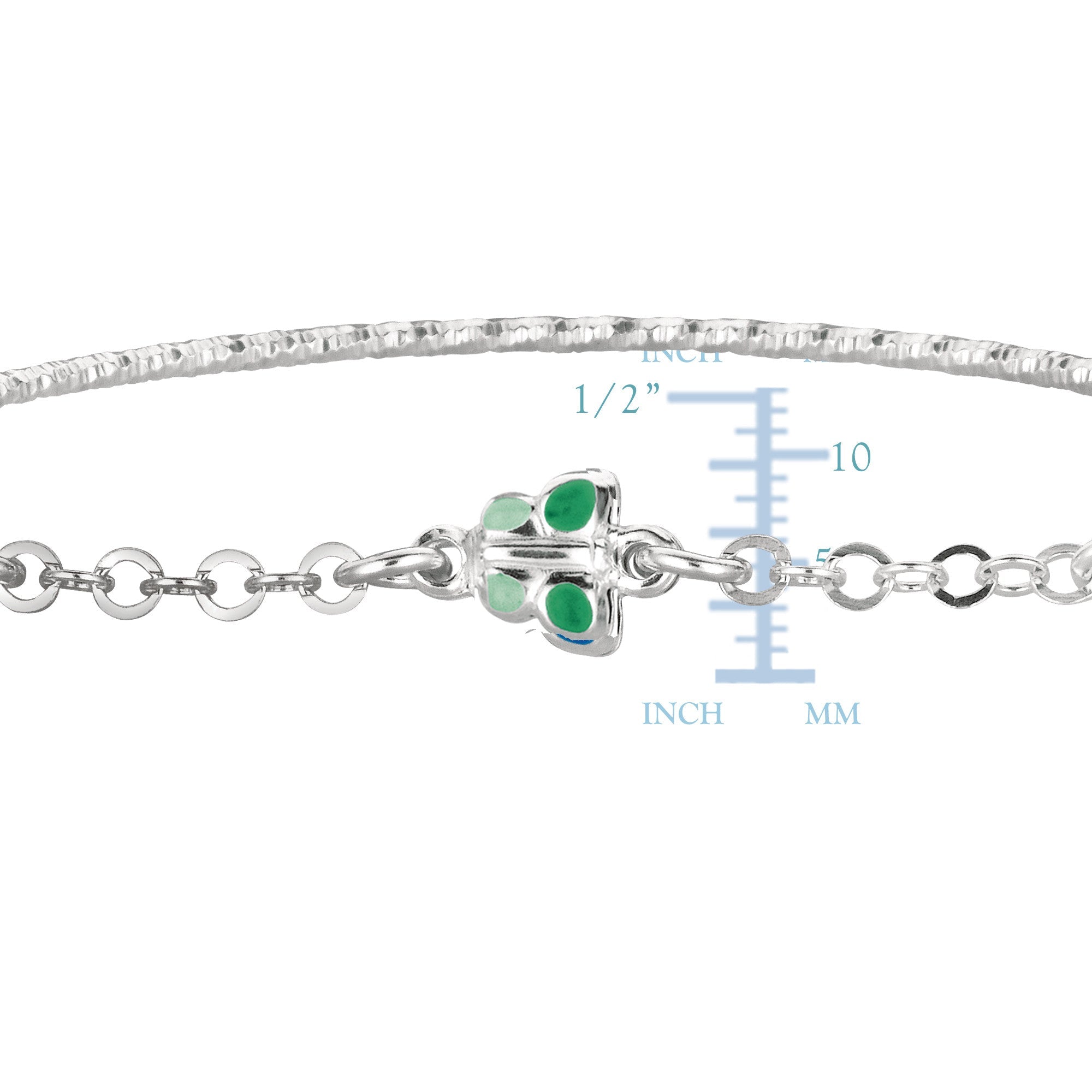 Baby Bangle Bracelet With Butterfly Enameled Charms In Sterling Silver - 5.5 Inch