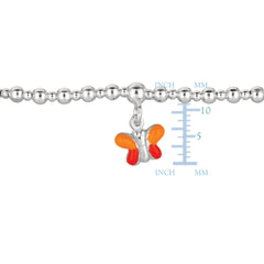 Baby Bangle Bracelet With Dangling Enameled Butterfly Charm In Sterling Silver - 5.5 Inch