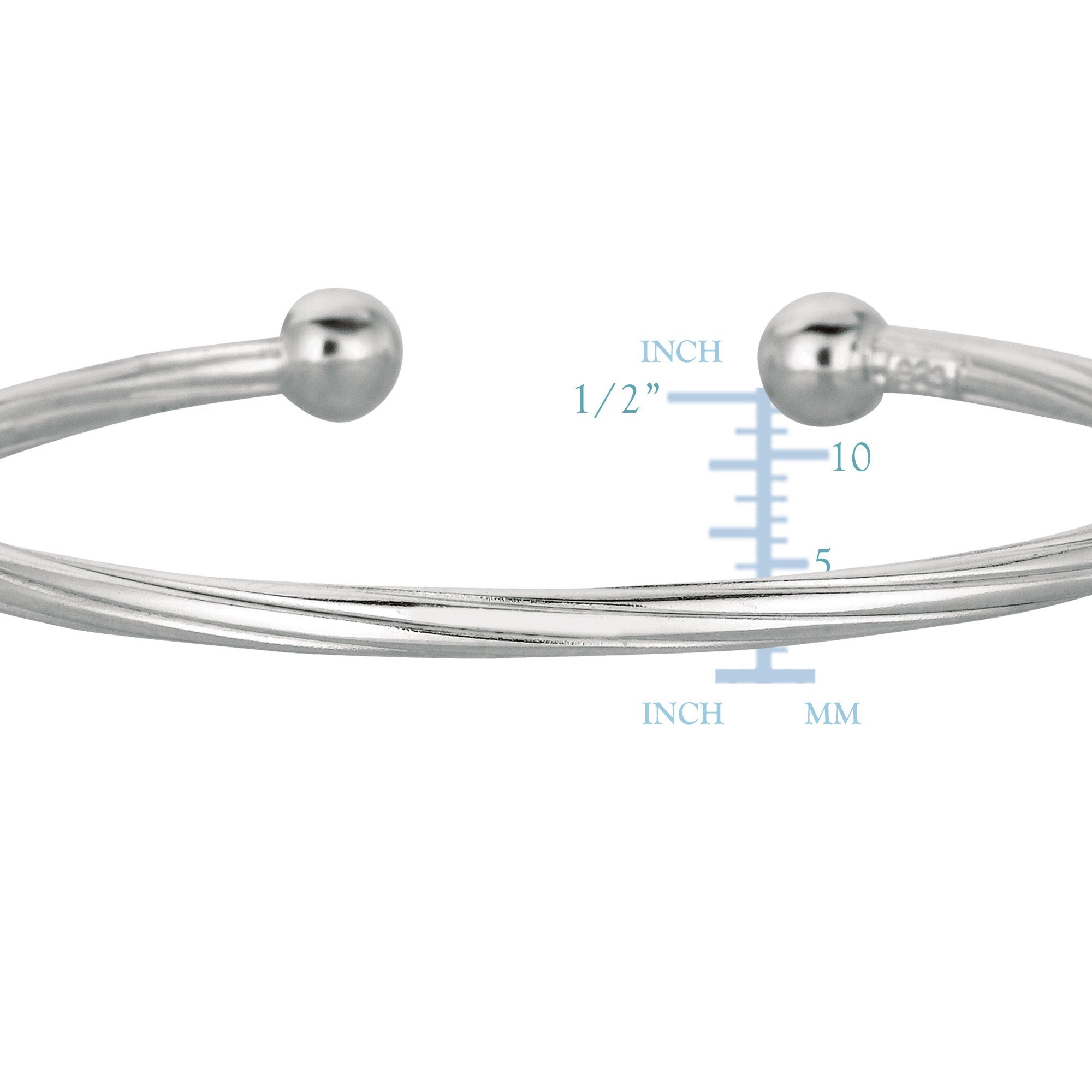 Baby Twisted Cable Cuff Bangle In Sterling Silver - 5.5 Inch