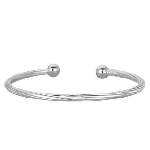 Baby Twisted Cable Cuff Bangle In Sterling Silver - 5.5 Inch