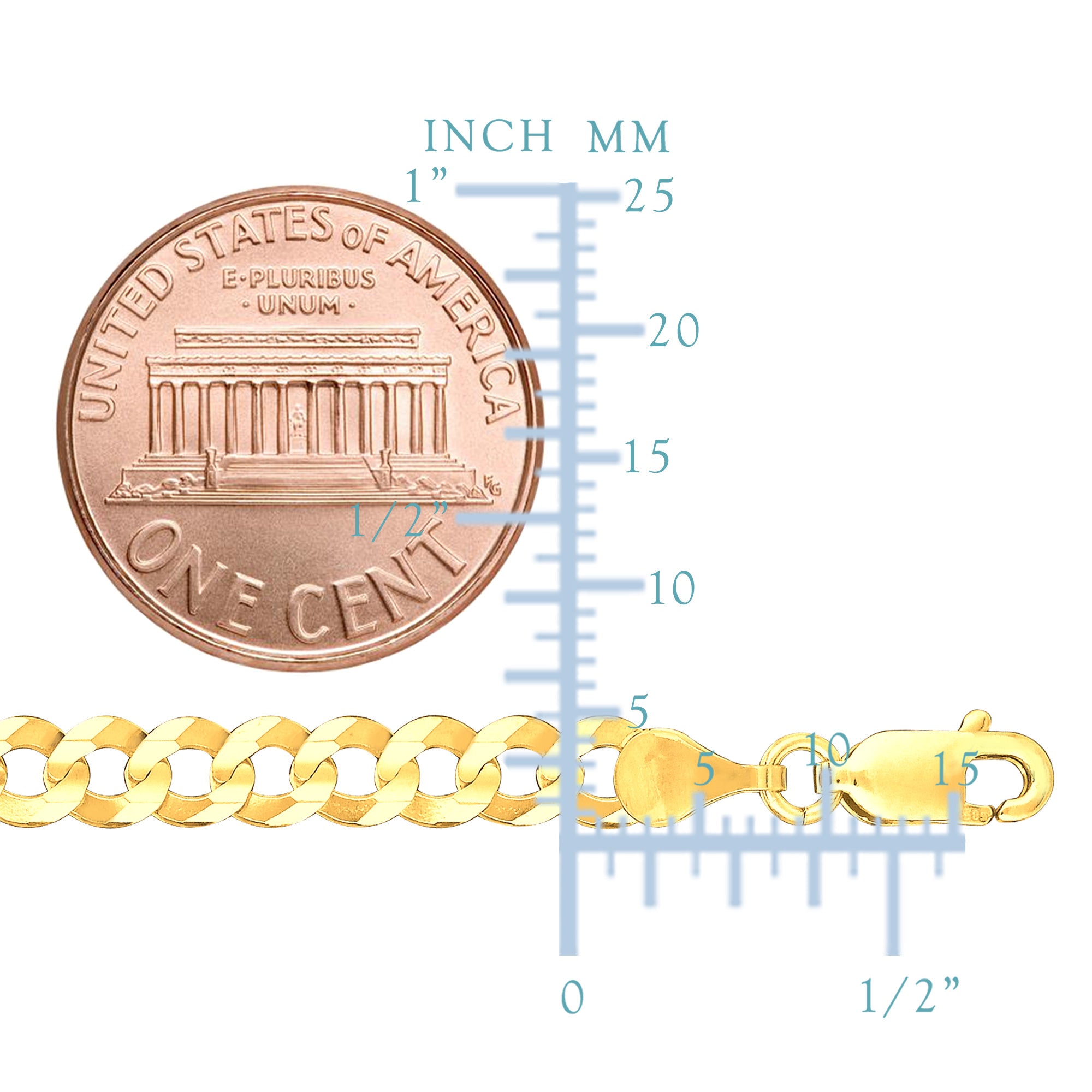 14k Yellow Solid Gold Comfort Curb Chain Bracelet, 4.7mm, 8.5" fine designer jewelry for men and women