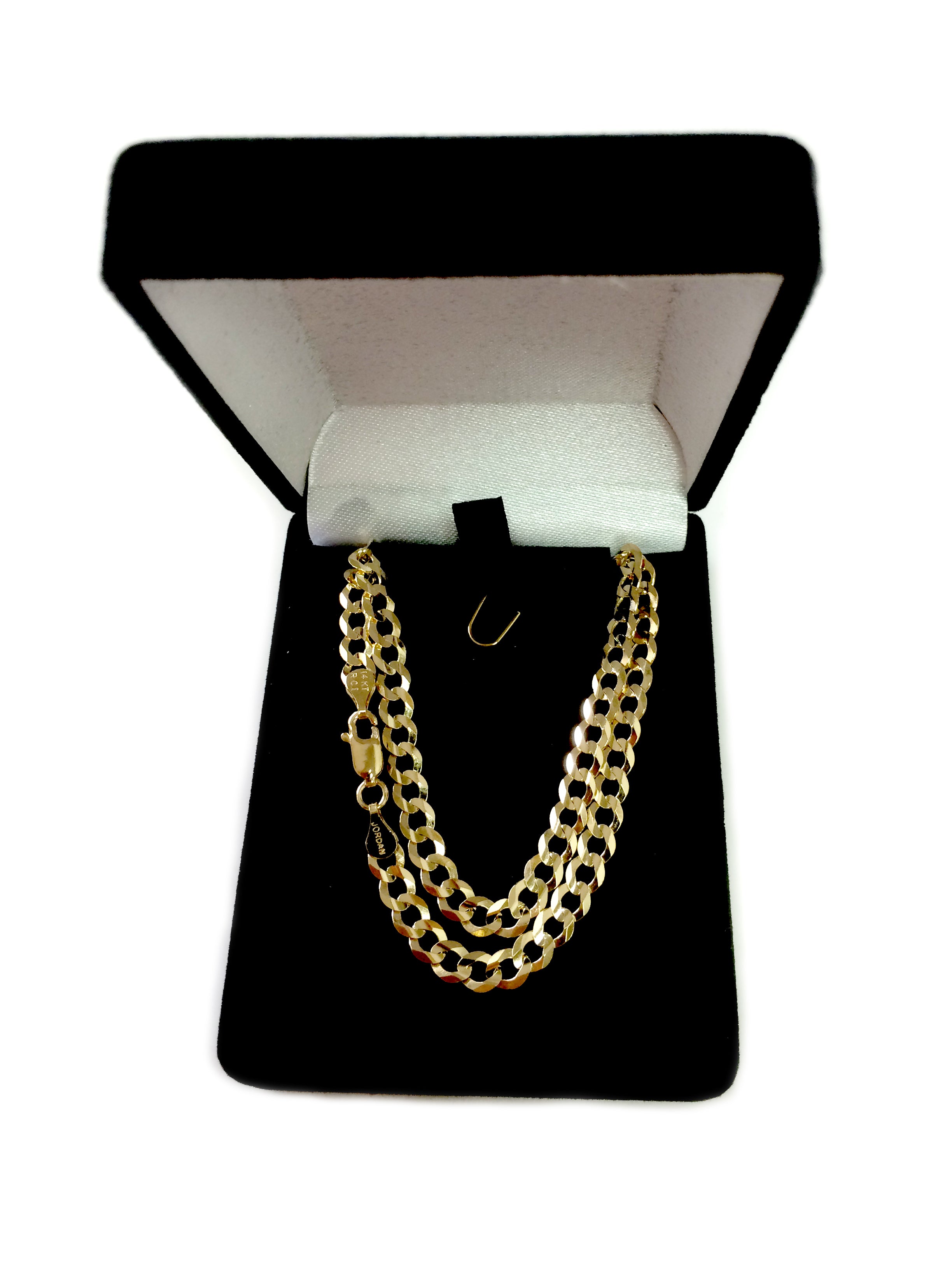 14k gult guld Comfort Curb Chain Halsband, 4,7 mm fina designersmycken för män och kvinnor