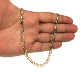 14k Yellow Solid Gold Comfort Curb Chain Bracelet, 4.7mm, 8.5"