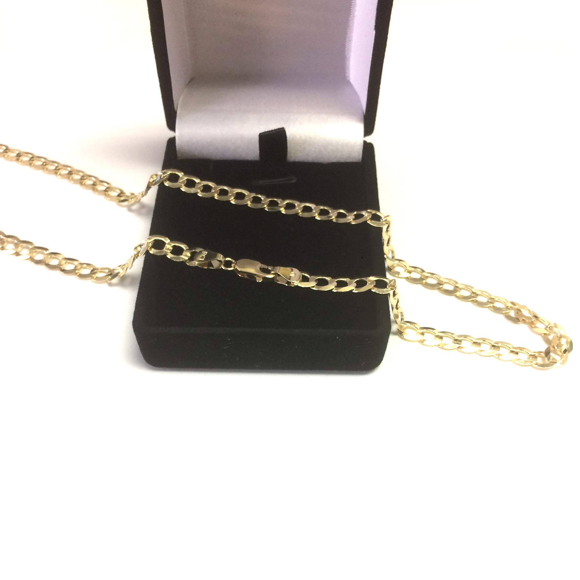 14k gult gull Comfort Curb Chain Halskjede, 5,7 mm fine designersmykker for menn og kvinner