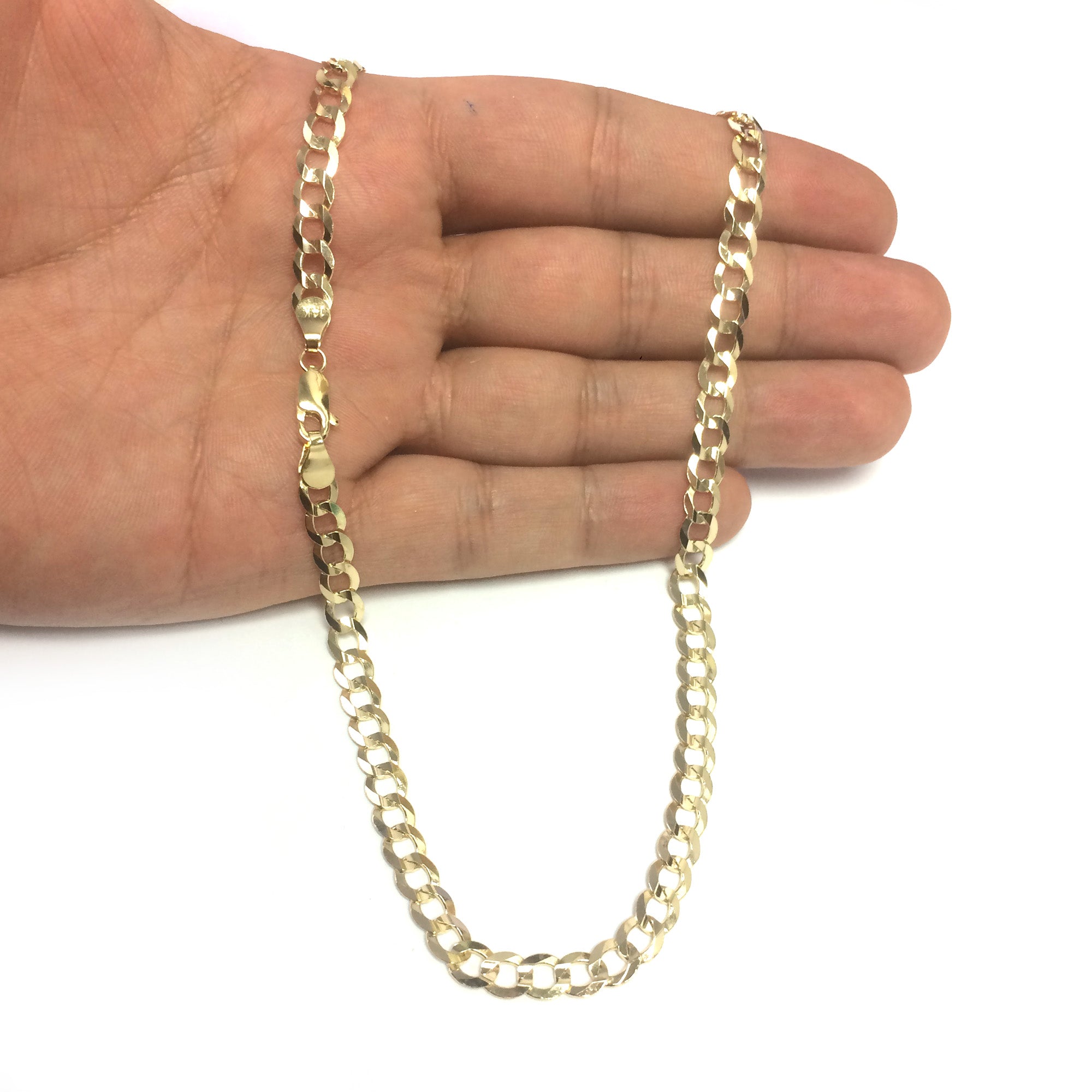 14k gult guld Comfort Curb Chain Halsband, 5,7 mm fina designersmycken för män och kvinnor