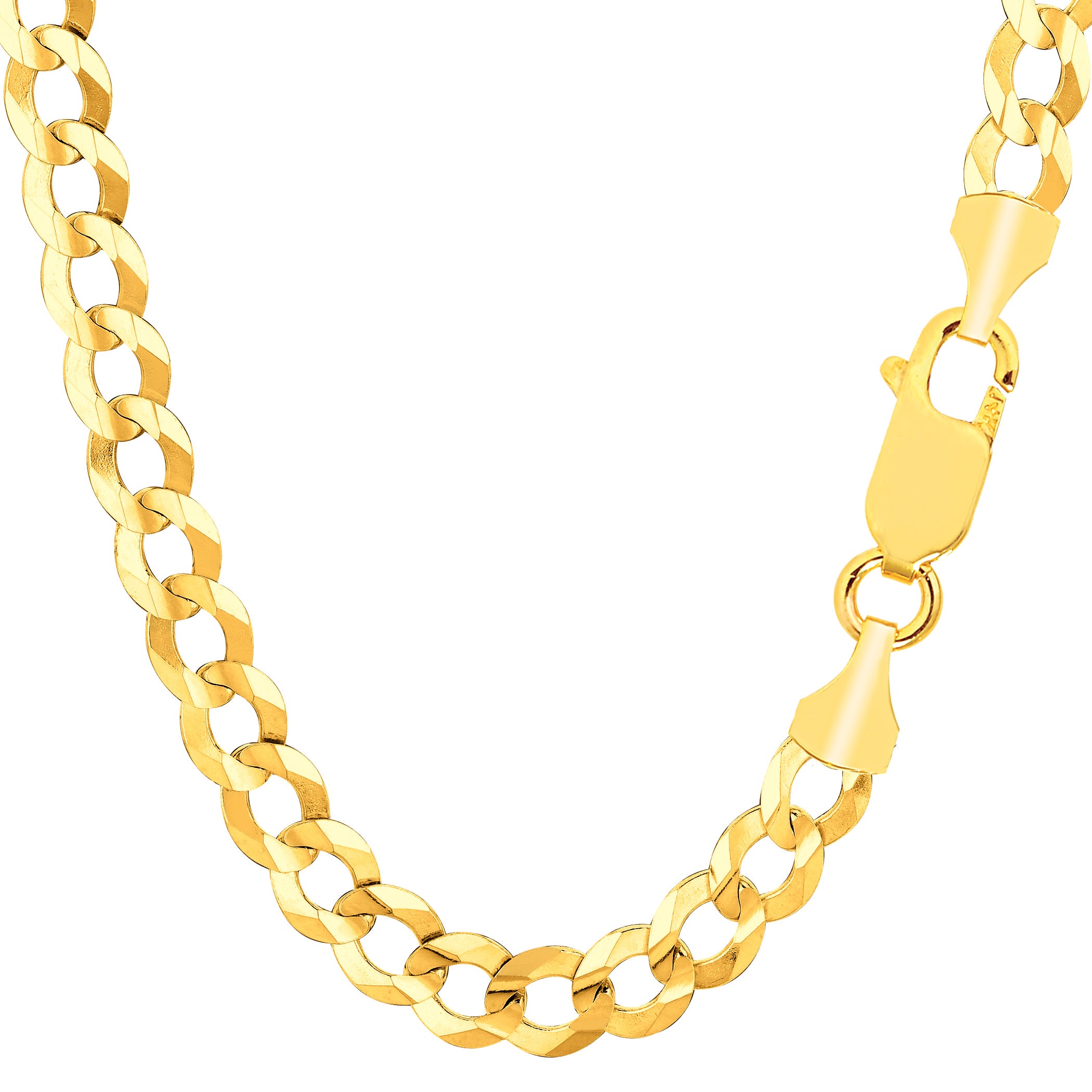 Collier chaîne gourmette confort en or jaune 14 carats, bijoux de créateur fins de 7,0 mm pour hommes et femmes
