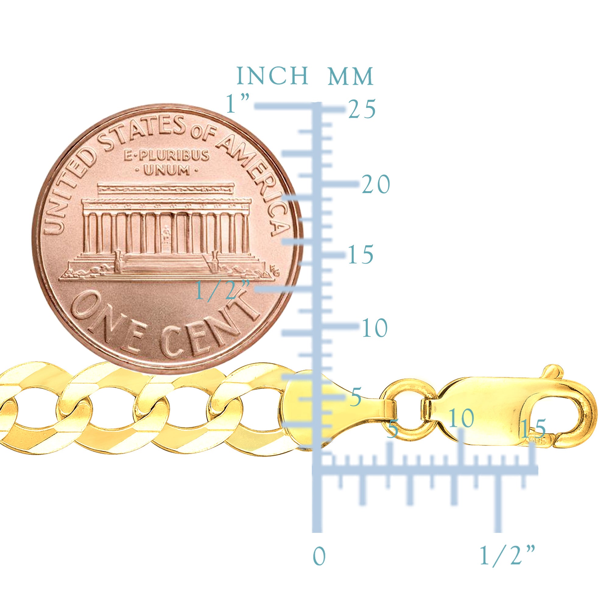 14k gult gull Comfort Curb Chain Halskjede, 7,0 mm fine designersmykker for menn og kvinner