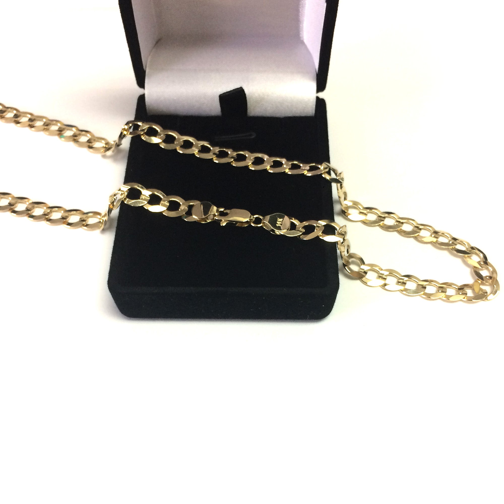 14k gult guld Comfort Curb Chain Halsband, 7,0 mm fina designersmycken för män och kvinnor