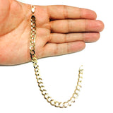 14k Yellow Solid Gold Comfort Curb Chain Bracelet, 7.0mm, 8.5"