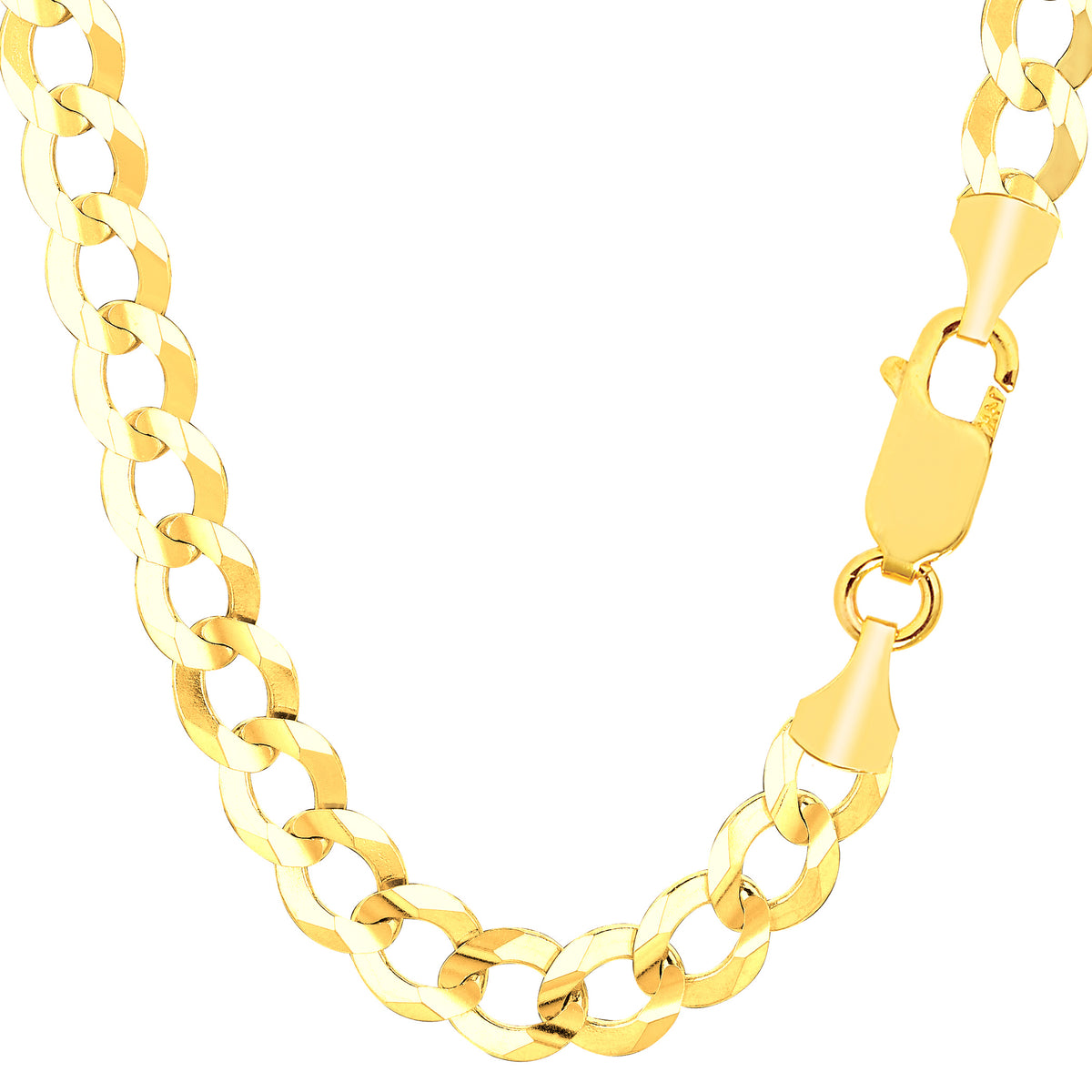 Pulsera cómoda de cadena curvada de oro macizo amarillo de 14 k, joyería fina de diseño de 8,2 mm y 8,5 pulgadas para hombres y mujeres