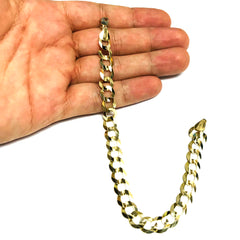 Pulsera cómoda de cadena curvada de oro macizo amarillo de 14 k, joyería fina de diseño de 8,2 mm y 8,5 pulgadas para hombres y mujeres